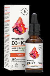 Aura Herbals Vitamin D3 4000 IU and K2 Forte 30ml dropper with packaging, promoting bone health and immunity.